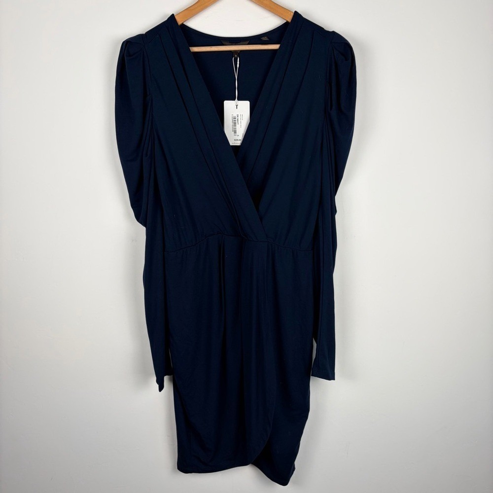 NWT Ted‎ Baker Elvasi Navy Blue Wrap Front Jersey Dress - Picture 3 of 8